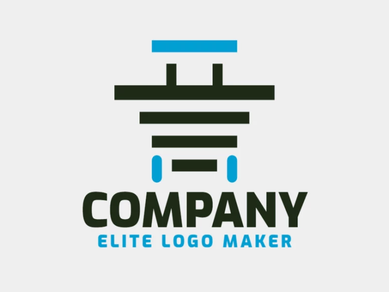 Logo design in the shape of a suitcase combined with a wifi icon with double meaning design and blue and black colors, this logo is ideal for any business.