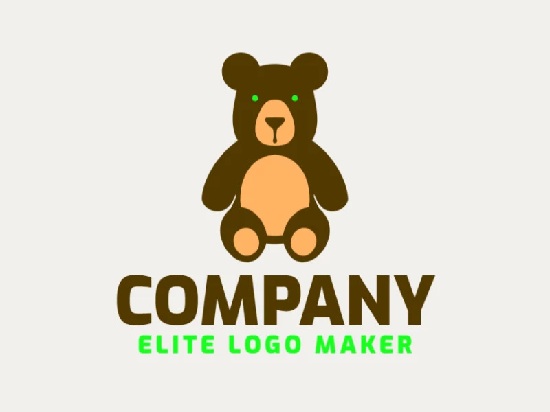 A playful logo featuring a cute teddy bear design, crafted in a childish style with lively accents of green, brown, and orange.