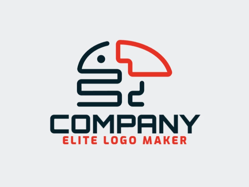 Professional logo in the shape of a toucan with creative design and monoline style.