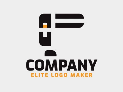 Minimalist logo with solid shapes, forming a toucan with a refined design, with orange and black colors.