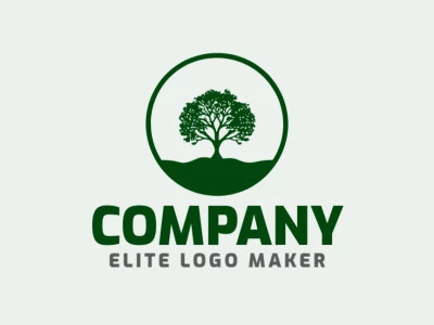 Simple logo composed of abstract shapes forming a tree with the color dark green.