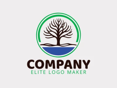 Circular logo created with abstract shapes forming a tree with green, dark blue, and dark brown colors.