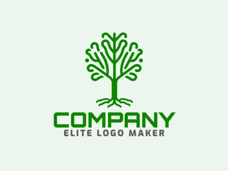 Illustrative logo created with abstract shapes forming a tree with the color green.