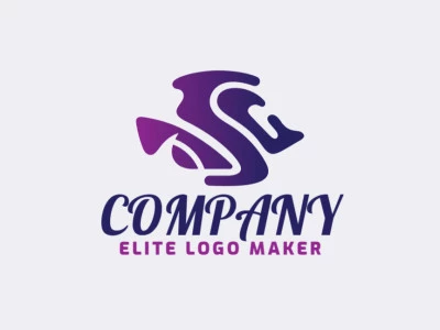 Logo with creative design, forming a tropical fish with gradient style and customizable colors.