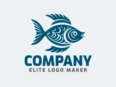 Professional logo in the shape of a tropical fish with an abstract style, the color used was blue.