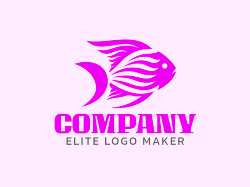 A tribal-style tropical fish in vibrant pink, creating a unique and exotic logo design.