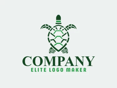 Symmetry logo design created with abstract shapes forming a turtle with the green color.