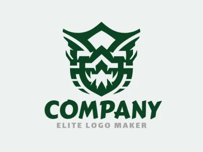 Logo available for sale in the shape of a turtle with abstract design and green color.