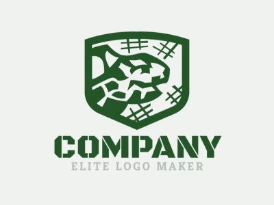 Animal logo with the shape of a turtle combined with a shield with green colors.