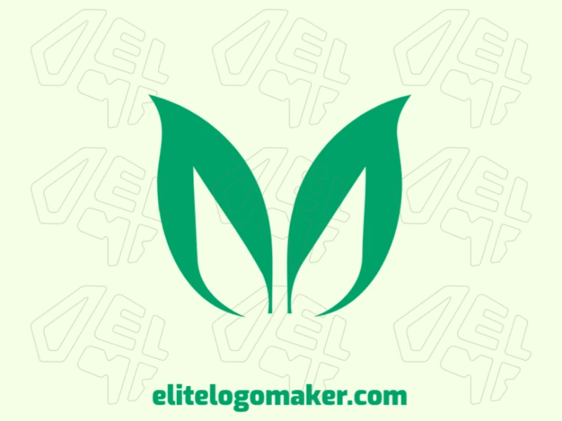 A cheap and suitable logo design featuring two tree leaves forming the letter 'M' in an initial letter style, perfect for eco-friendly businesses.