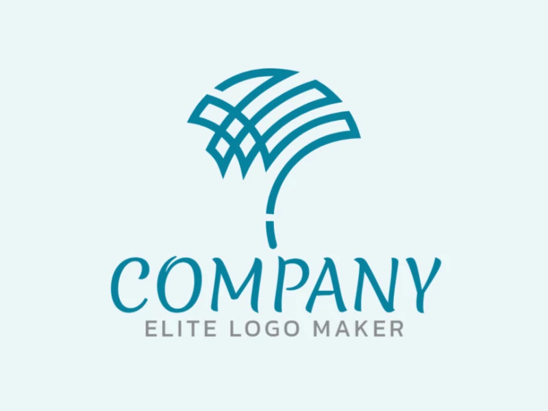 Abstract logo composed of abstracts shapes forming an umbrella similar to a bird with blue and gray colors.