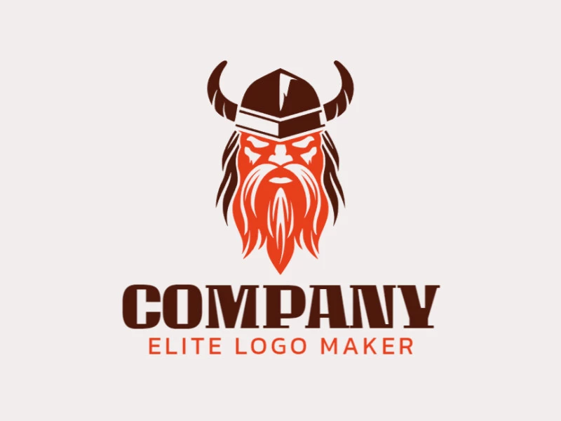 Logo with creative design, forming a viking with simple style and customizable colors.