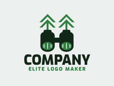 Abstract logo design with the shape of a binocular combined with four arrows with green colors.