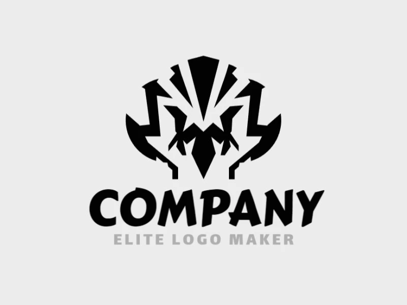 Customizable logo in the shape of a vulture with an abstract style, the color used was black.