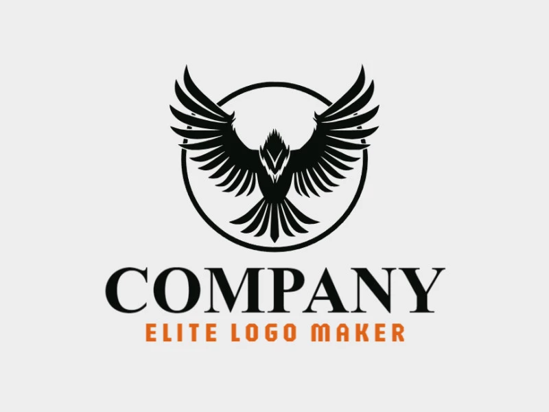 Logo template for sale in the shape of a vulture flying, the color used was black.