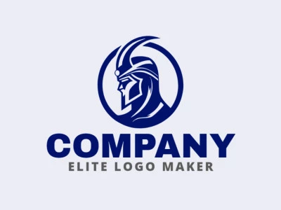 Vector logo in the shape of a warrior with mascot style and dark blue color.