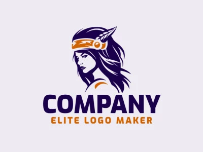 Customizable logo in the shape of a warrior with an abstract style, the colors used were blue and yellow.