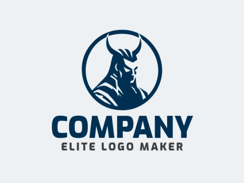 Logo template for sale in the shape of a warrior, the color used was dark blue.