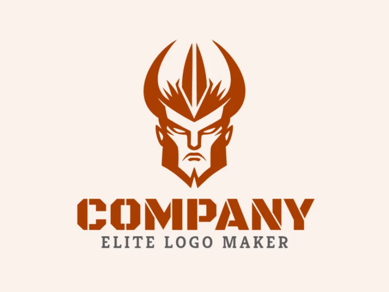 A sophisticated logo in the shape of a warrior head with a sleek symmetric style, featuring a captivating brown color palette.