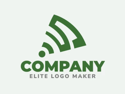 Creative logo in the shape of a wifi icon combined with a letter "S" with a memorable design and minimalist style, the color used in the logo is green.