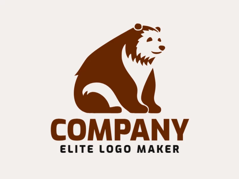 Vector logo in the shape of a wild bear with minimalist design and brown color.