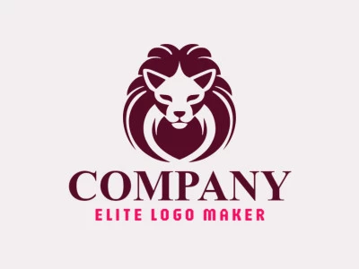 Symmetric logo with a refined design forming a wild cat, the color used was purple.