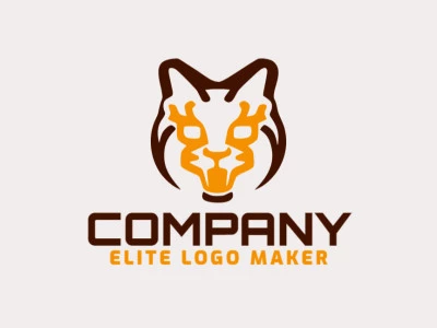 Abstract logo with a refined design forming a wild cat, the colors used were orange and dark brown.