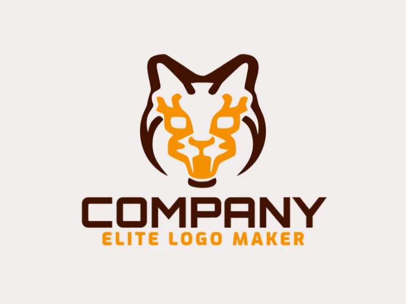 Abstract logo with a refined design forming a wild cat, the colors used were orange and dark brown.