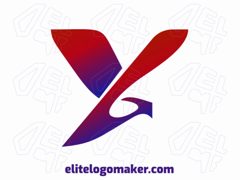 A wild eagle with a red and purple gradient design, perfect for an editable logo with a bold, dynamic look.