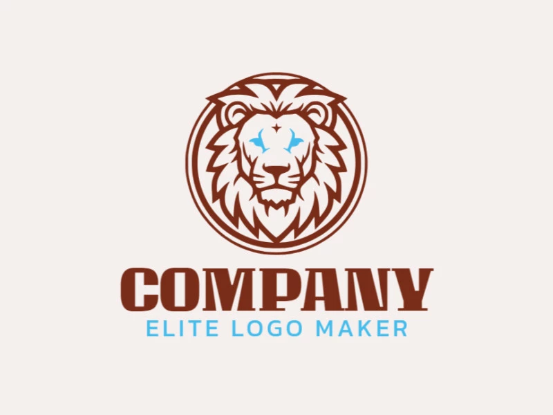 Create your online logo in the shape of a wild lion with customizable colors and creative style.