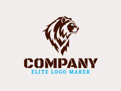 A bold mascot logo featuring a wild lion in captivating blue and dark brown, exuding strength and character.