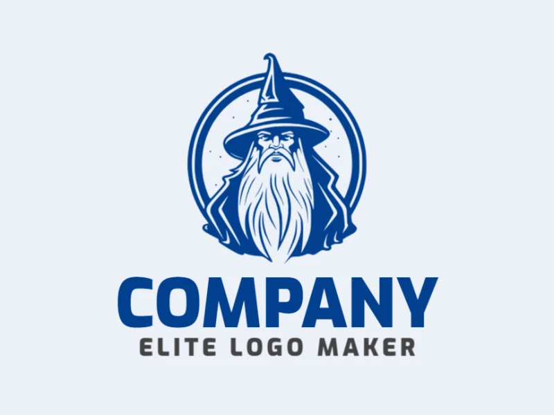 Ideal logo for different businesses in the shape of a wizard with an illustrative style.