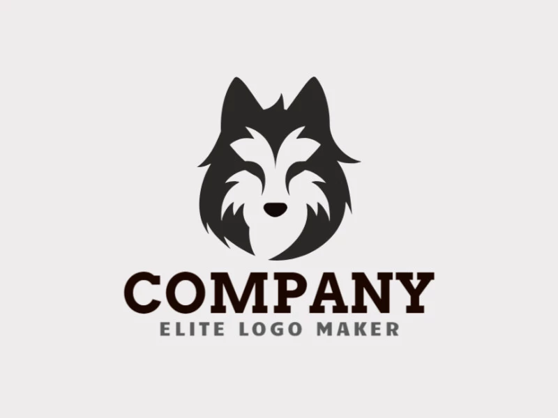 Create a vector logo for your company in the shape of a wolf head with a minimalist style, the color used was black.