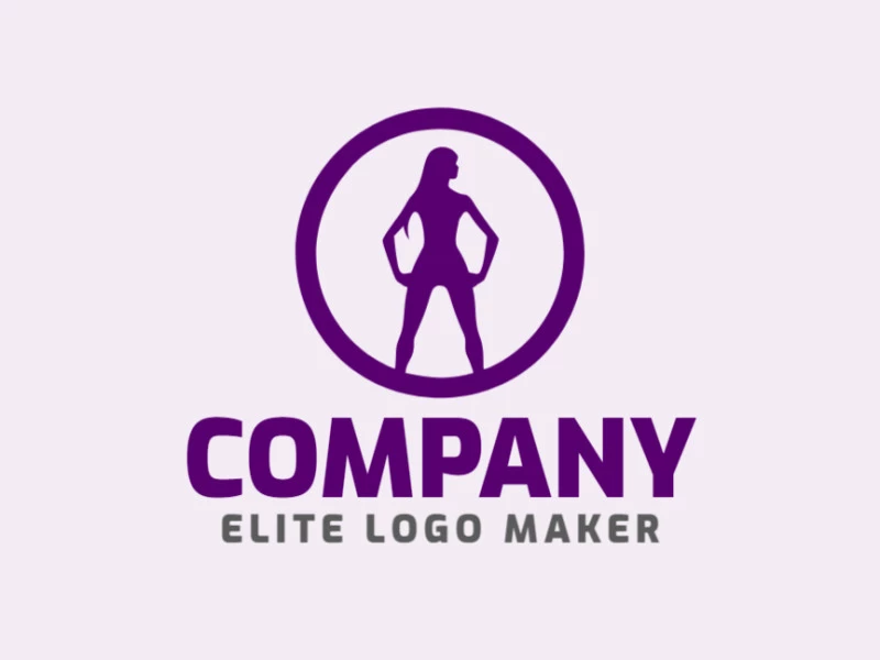 Vector logo in the shape of a woman with simple style and purple color.