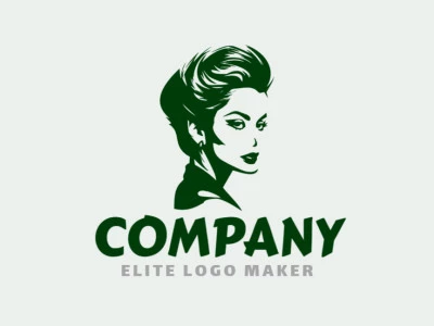 Template logo in the shape of a woman with illustrative design and green color.