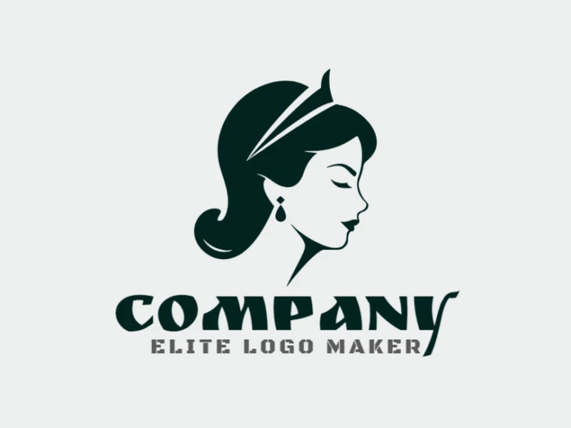 Create a vectorized logo showcasing a contemporary design of a woman and simple style, with a touch of sophistication and black color.