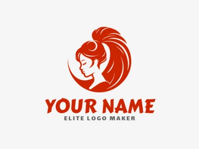 An abstract logo design featuring a subtle depiction of a woman, with orange colors enhancing its elegance.