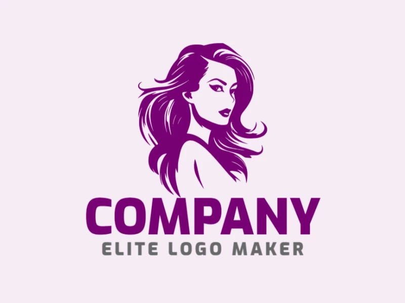 Illustrative logo in the shape of a woman in shades of purple; a beautiful and powerful representation of femininity.