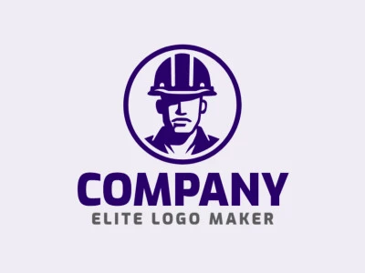 Customizable logo in the shape of a worker with a circular style, the color used was dark blue.