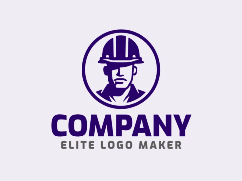 Customizable logo in the shape of a worker with a circular style, the color used was dark blue.