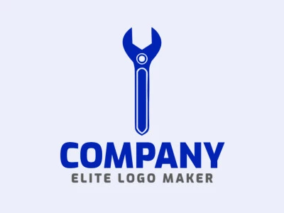 Customizable logo in the shape of a wrench with a simple style, the color used was dark blue.