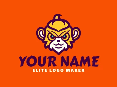 An attractive animal logo featuring a yellow monkey head, designed with bold shapes and playful details for a fun and eye-catching look.