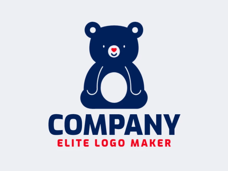 A playful childish logo depicting a young bear in a palette of red and dark blue.