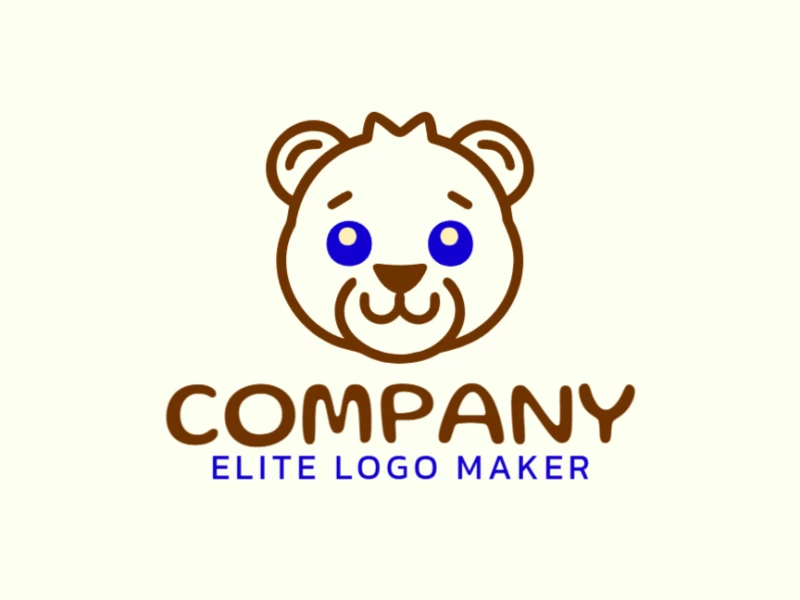 A suitable minimalist logo featuring a young brown bear head, designed with simple shapes and clean lines for a modern, elegant appearance.