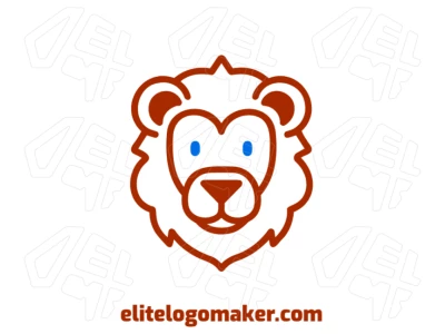 A customizable monoline logo featuring a young lion, designed with clean lines and elegant simplicity for a strong and modern brand identity.