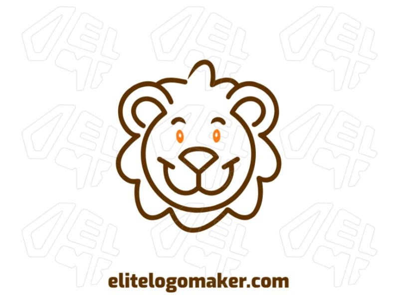 Young Lion Head With Editable Design Creative Icon A Young Lion Head with an editable design in a minimalist style, perfect for creating a creative logo that represents your brand.
