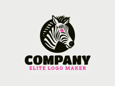 Vector logo in the shape of a zebra with abstract style with black and pink colors.