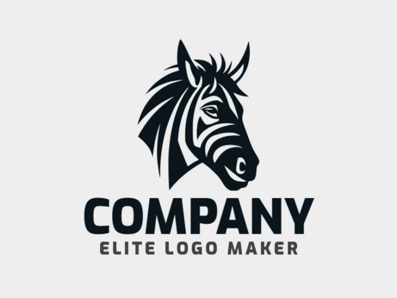 Logo template for sale in the shape of a zebra head, the color used was black.