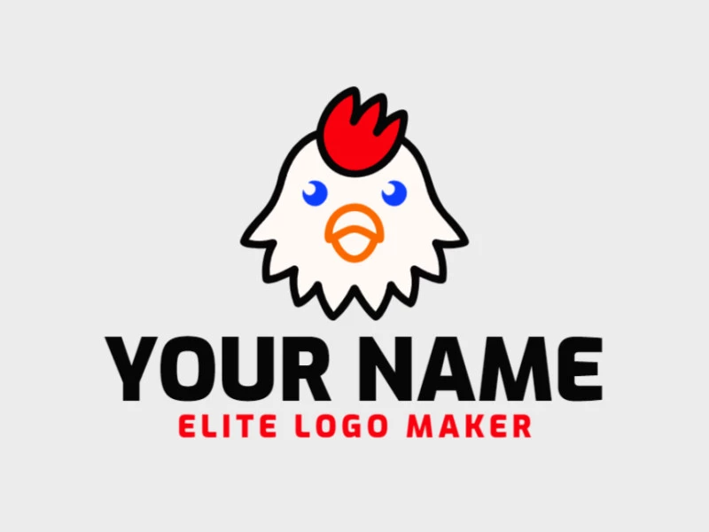 Un logotipo minimalista creativo con la cabeza de un pollo, ofreciendo un diseño único e imaginativo que destaca como un logotipo memorable y creativo.