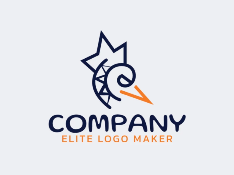 Logotipo disponible para descargar en forma de un pájaro abstracto con estilo simple y colores azul y naranja.